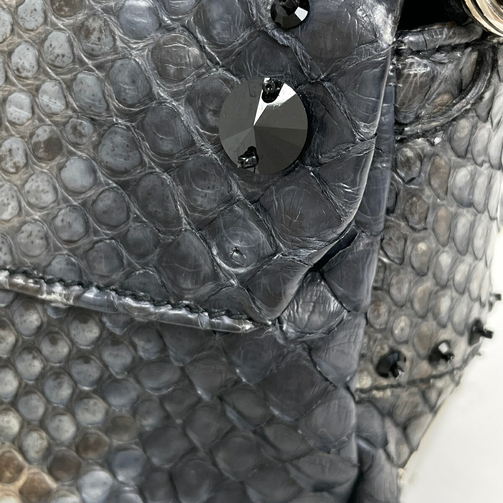 Prada Plate Chain Shoulder Bag Python Leather Gra… - image 3